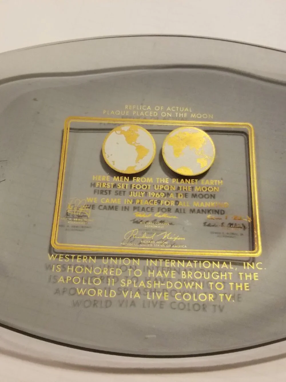 Vintage Apollo 11 Moon Landing Western Union Commemorative Dish 1969 NASA